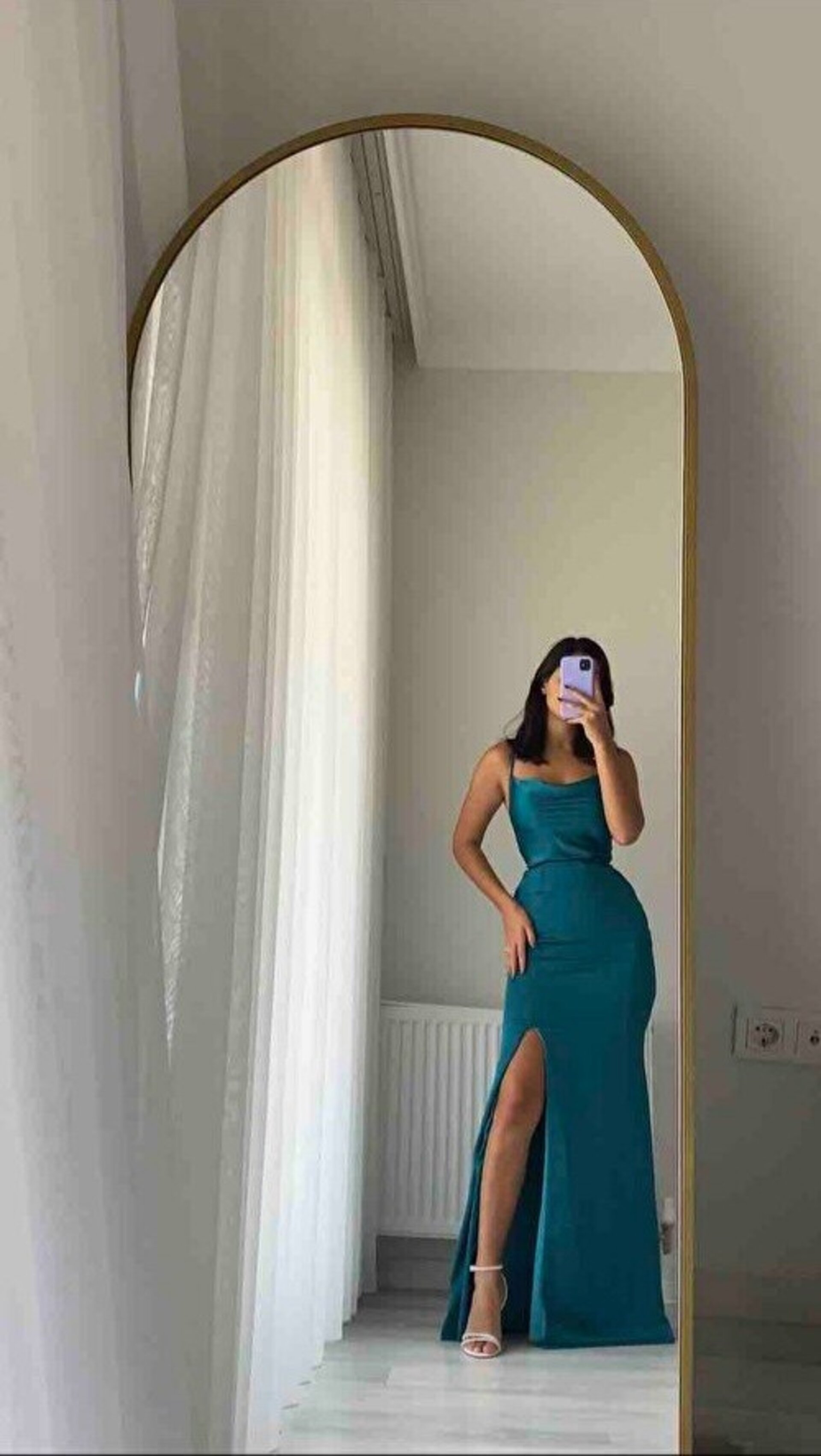Vestido largo satinado de tirantes - 2