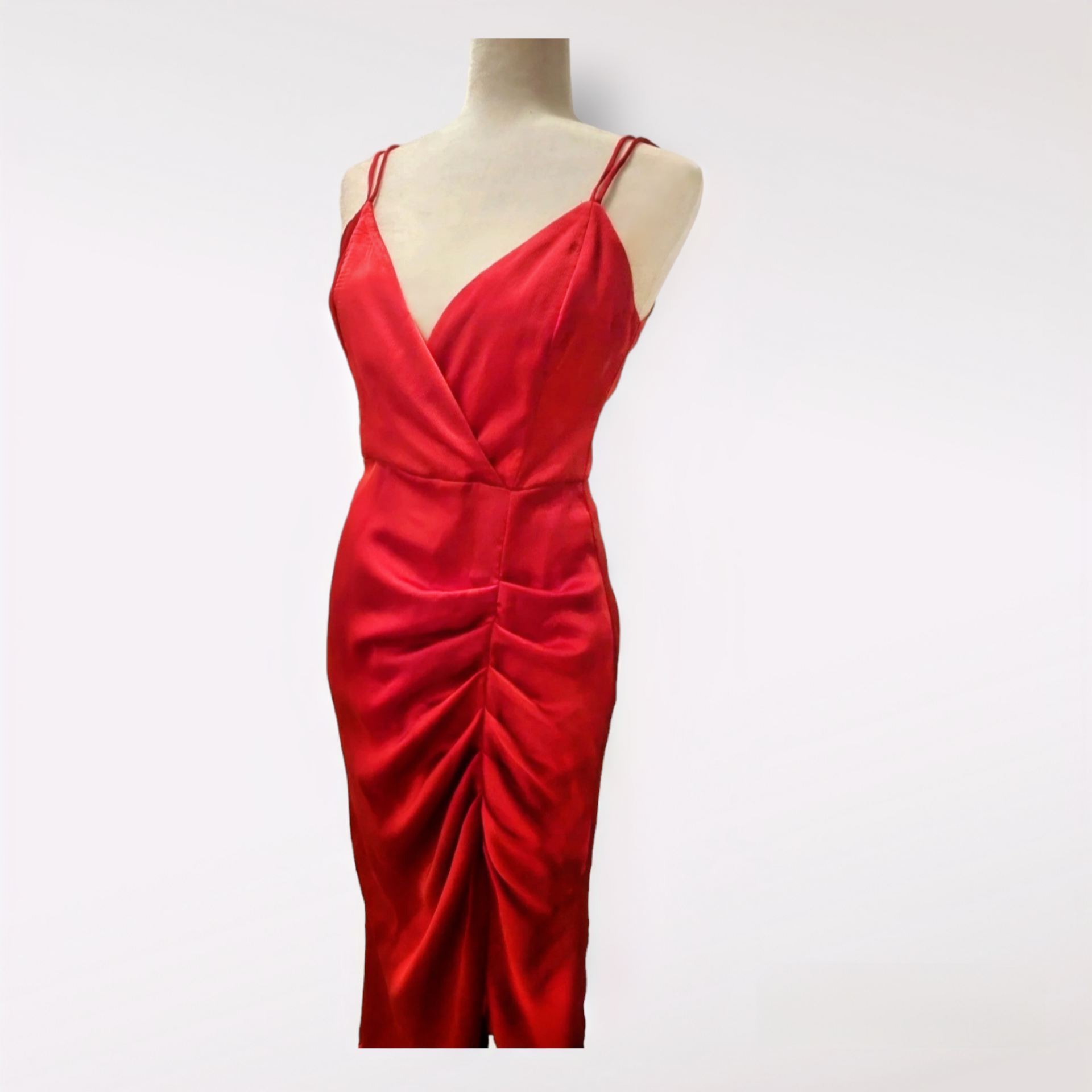 Vestido rojo drapeado - 2